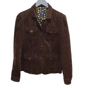 Gap Corduroy Vintage Blazer Jacket‎ Lined Brown Size 10